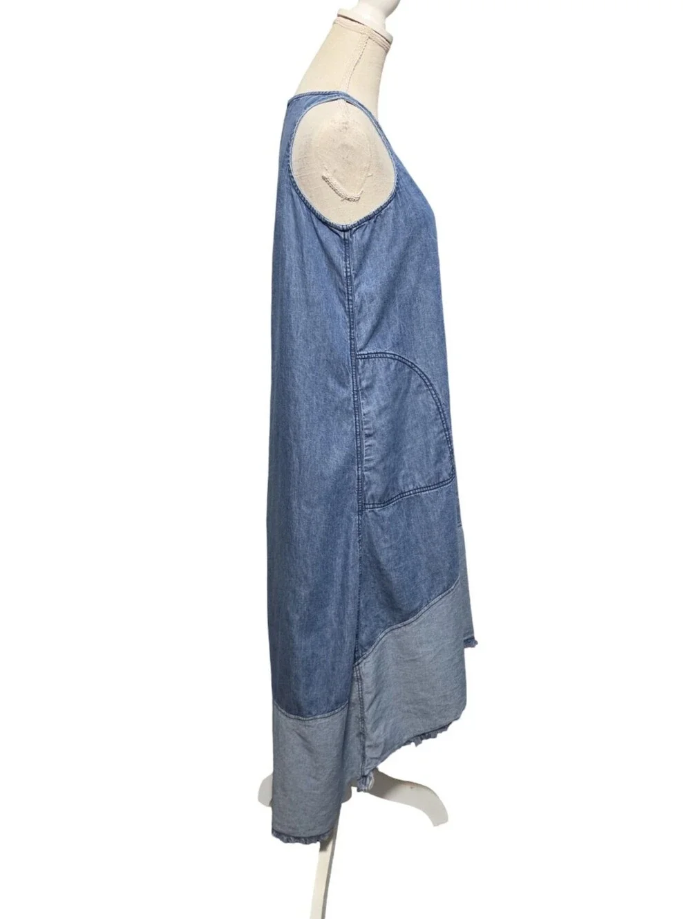 ROPER Dress Womens Medium Blue Chambray High Low Maxi Sleeveless Western Rodeo - Picture 6 of 9